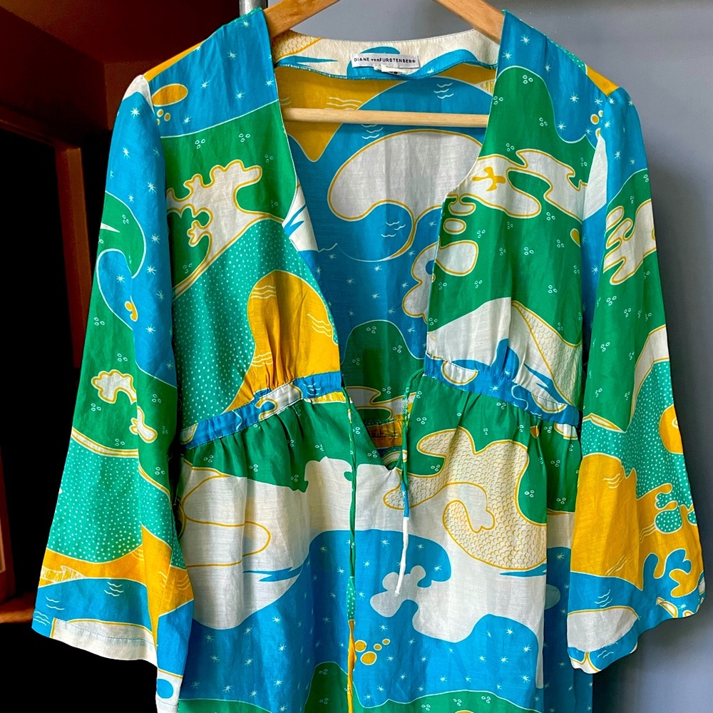 stunning vinatge DVF cover up, pretty cotton voile